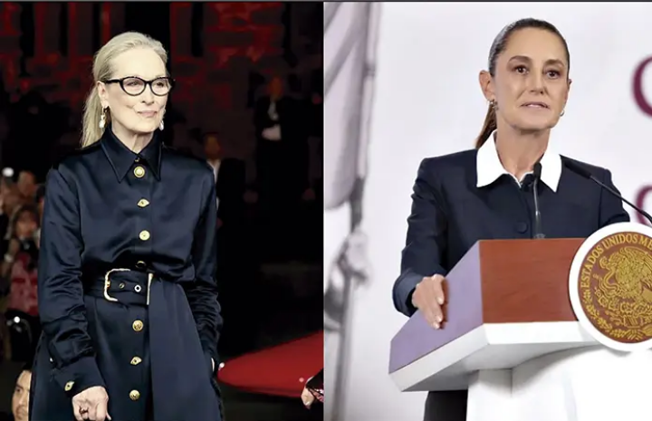Presidenta Sheinbaum y actriz Meryl Streep intercambian reconocimientos mutuos en conferencia