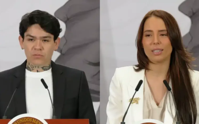 Junior H y Majo Aguilar se suman a iniciativa cultural en conferencia matutina de Sheinbaum