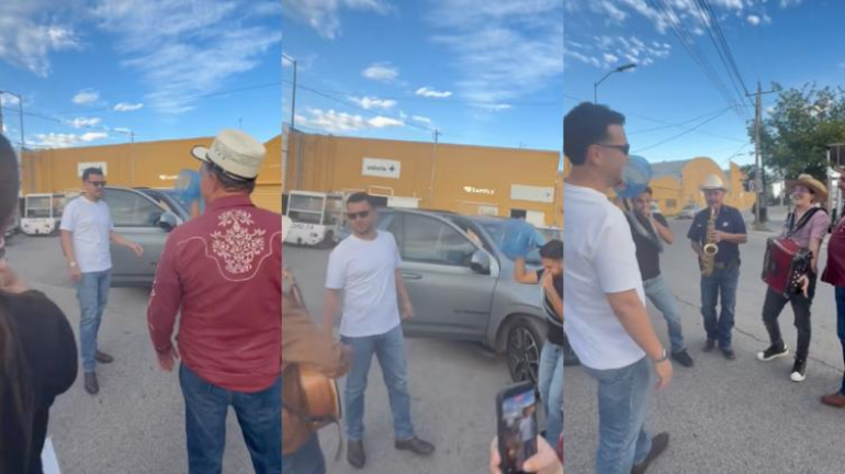 Músicos chihuahuenses interrumpen camino de Eden Muñoz para interpretar canción regional