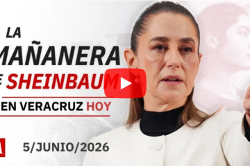La presidenta Claudia Sheinbaum conduce la conferencia matutina desde Veracruz este viernes