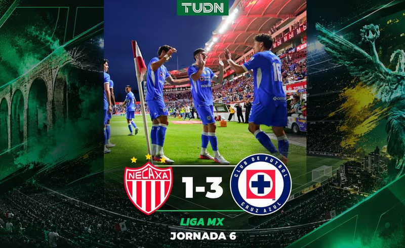Cruz Azul rompe su sequía con goleada de 3-0 al Necaxa en la Liga MX